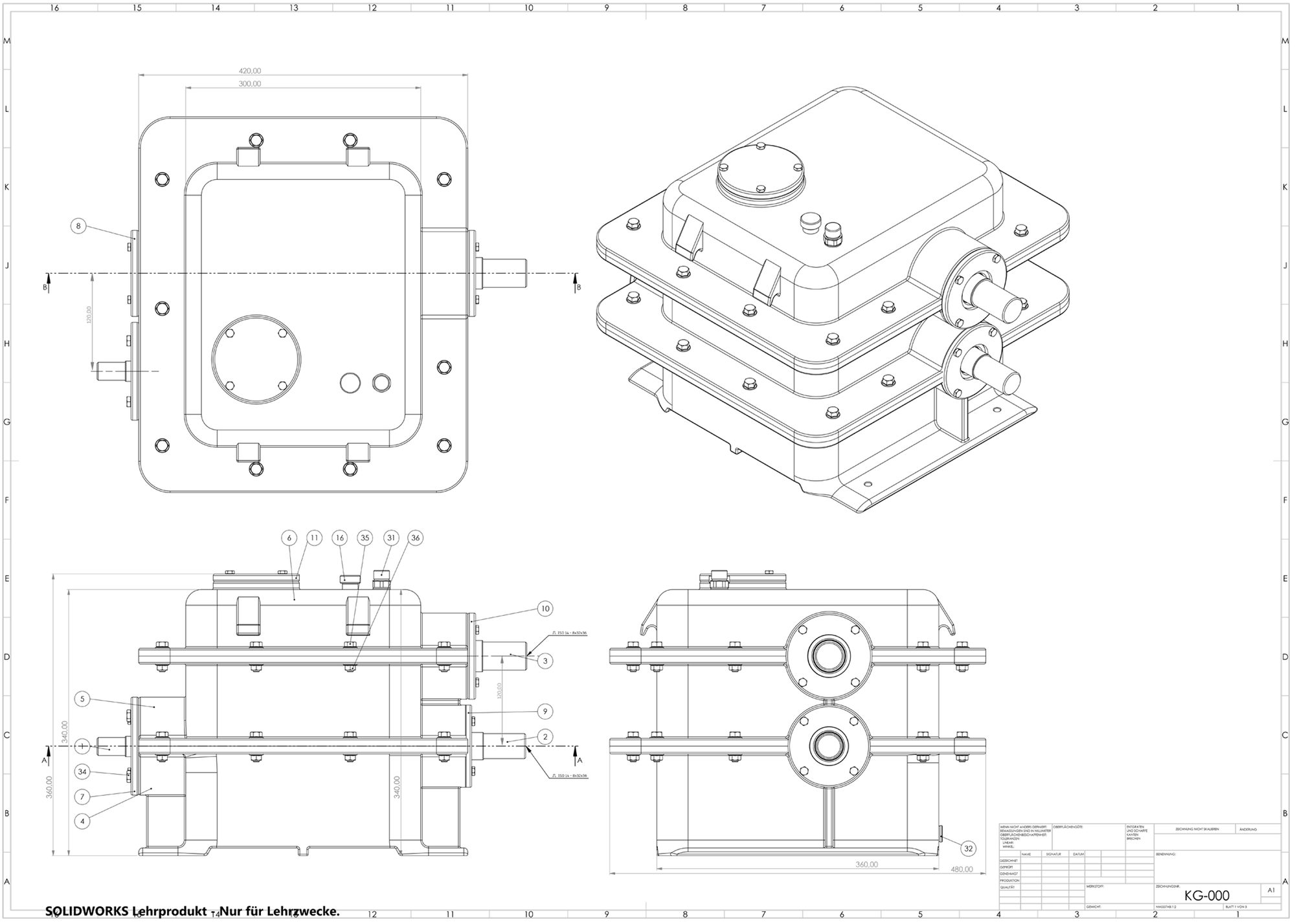 Calender gearbox assembly drawing