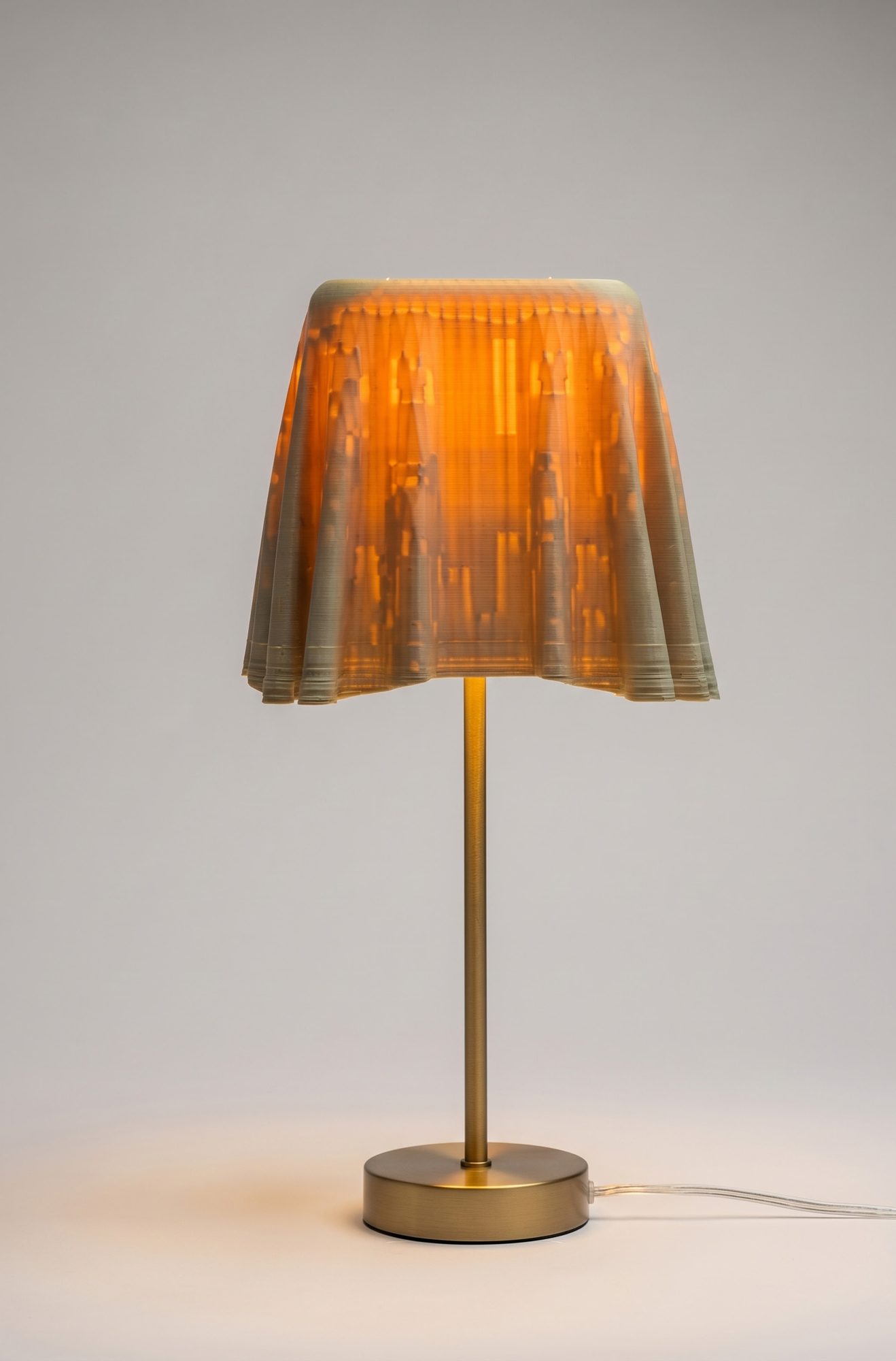 Draped amber 3D-printed lampshade