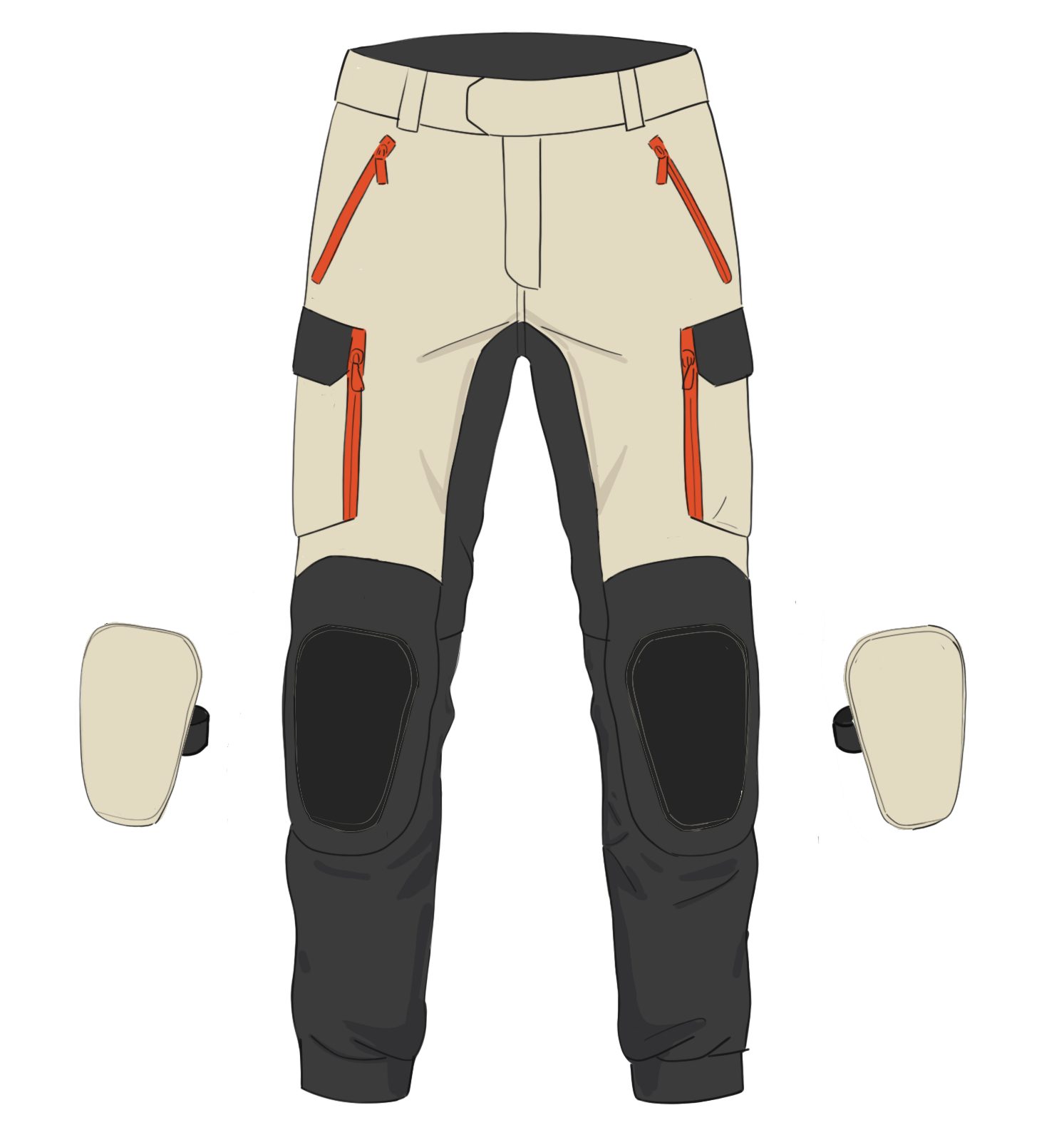 Replaceable patches – trousers flat sketch