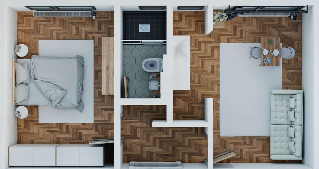 Interior bedroom render 4