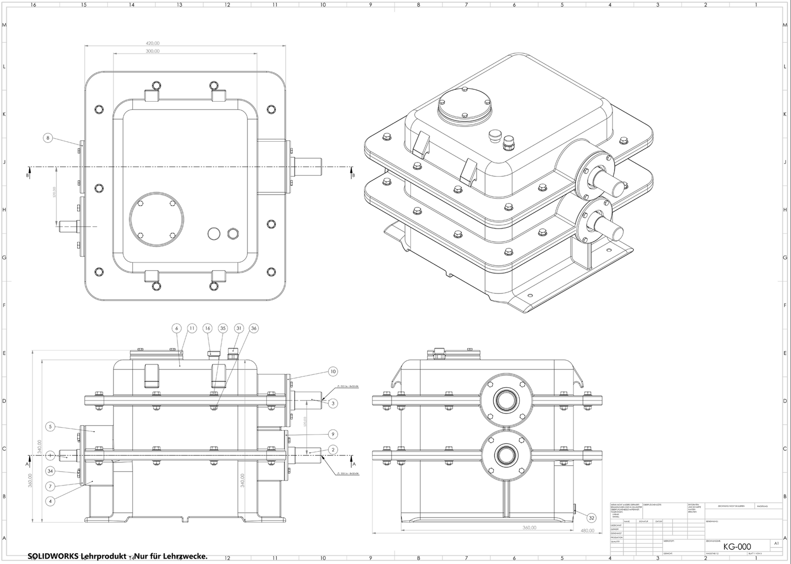 Rolling mill gearbox technical drawing 1